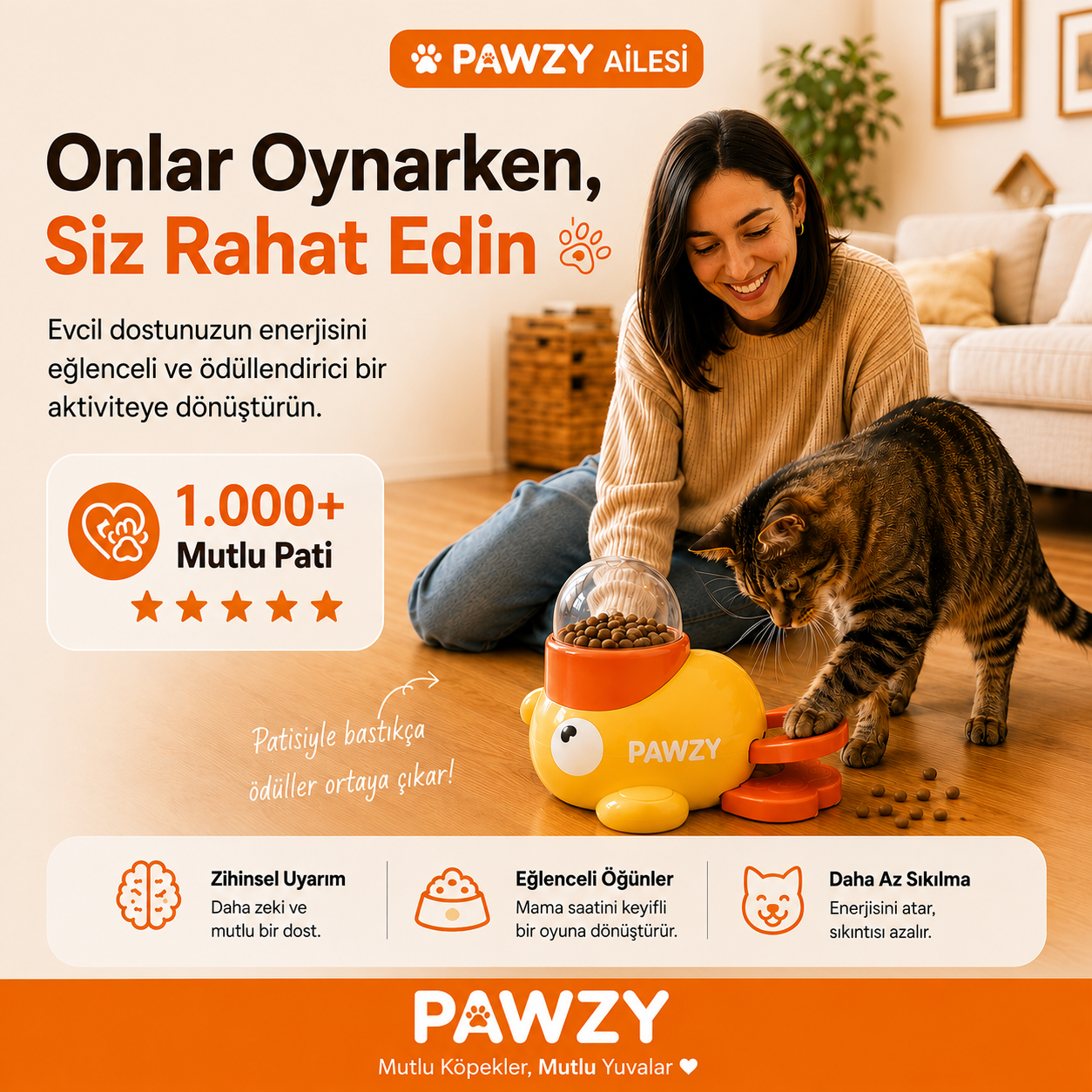 Pawzy™ Zeka Geliştirici Ödül Maması Oyuncağı