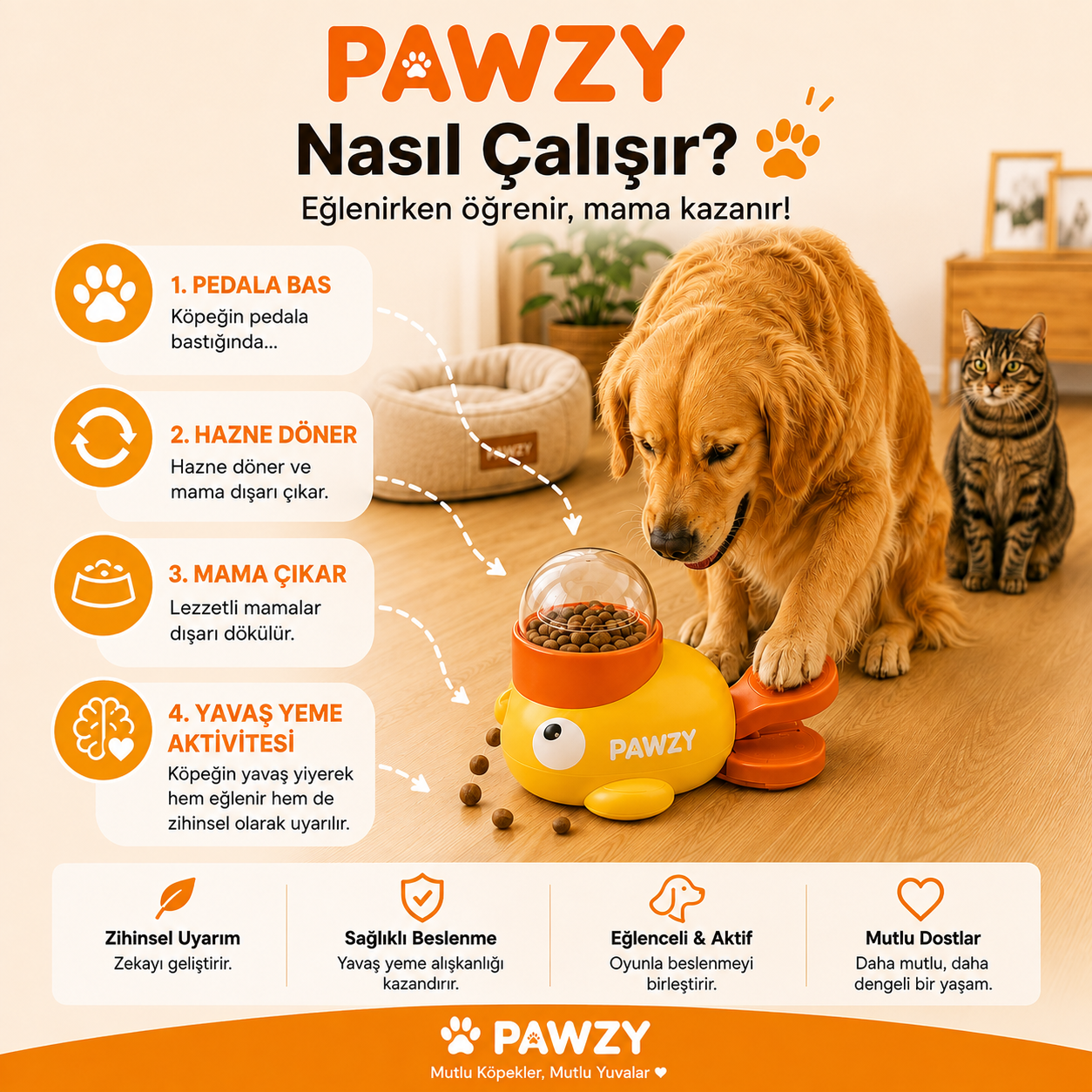 Pawzy™ Zeka Geliştirici Ödül Maması Oyuncağı